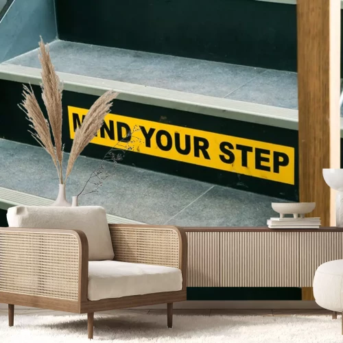 Sticker Trap met mening uw stapwaarschuwingsbord