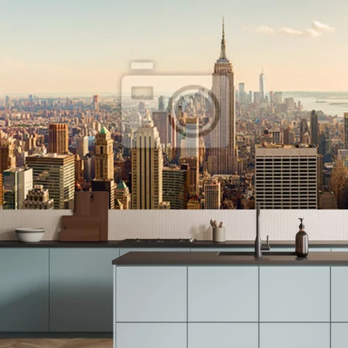 Fotobehang Uitzicht op Manhattan tijdens het gouden uur