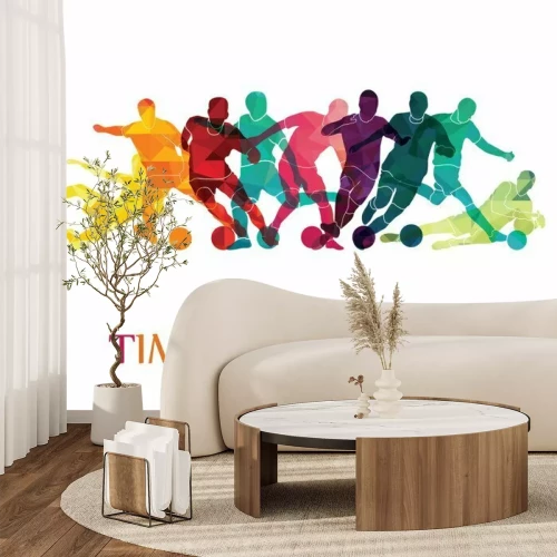 Sticker Voetbal (voetbal) kleurrijke achtergrond. Vector illustratie