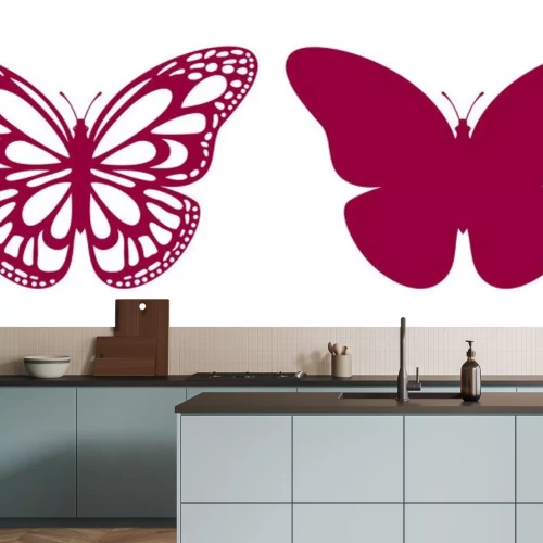 Sticker Twee afbeeldingen met de contouren van een vlinder