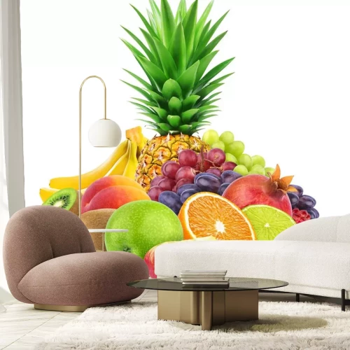 Sticker Assortiment van exotische vruchten geïsoleerd op een witte achtergrond