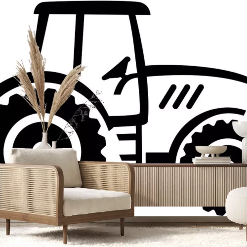 Sticker Boer trekker getrokken wit