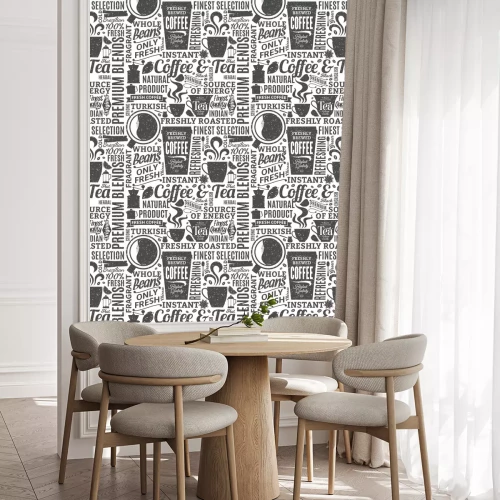 Behang Retro gestileerde typografische vectorkoffie en thee naadloze patroon of achtergrond