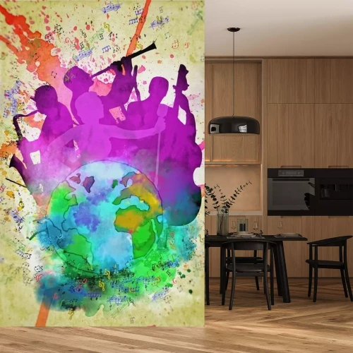 Sticker Abstracte achtergrond van muzikanten die jazz spelen.