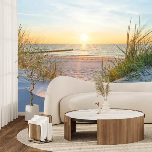 Fotobehang Duinen en zonsondergang boven de Oostzee