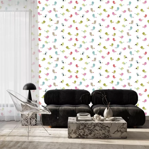 Behang Kleurrijke kleine vogels