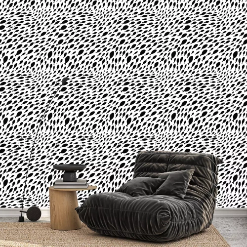 Behang Naadloos patroon met een school van vissen. Achtergronden met silhouetten van kleine vissen. Textuur met het mariene leven.