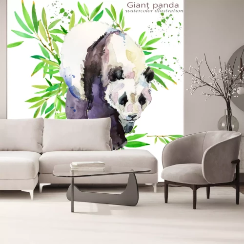 Sticker wilde Panda hand tekenen aquarel illustratie