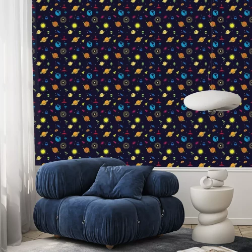 Behang Naadloze herhalende patroon van Space Planet Galaxy Universe