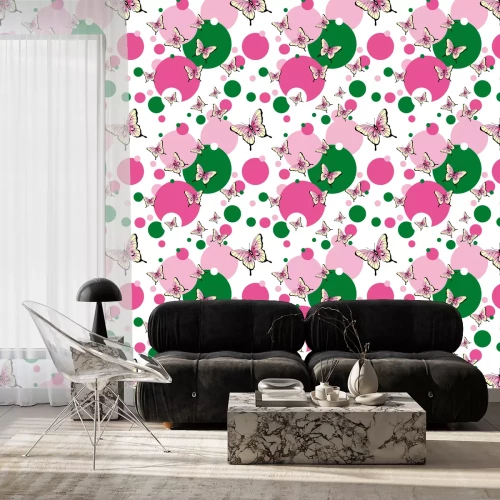 Behang Stippen en vlinders