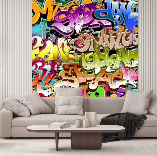 Fotobehang Graffiti met kleurrijke opschriften