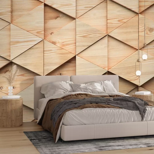 Sticker 3D-oppervlak gemaakt van houten driehoeken
