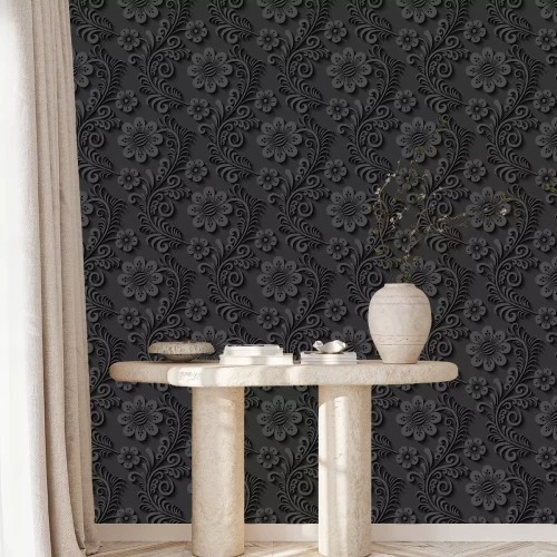 Behang Elegant 3d naadloos bloemenpatroon. Vector illustratie