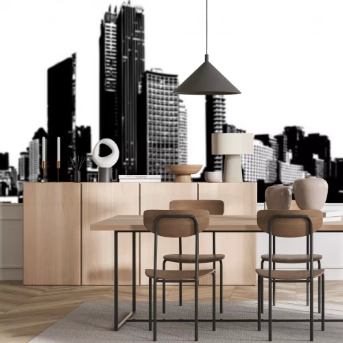 Sticker Moderne metropool zwart-wit panorama