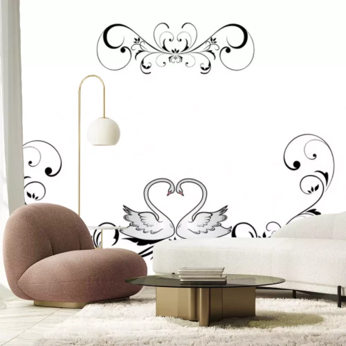 Sticker Bruiloft header met zwanen