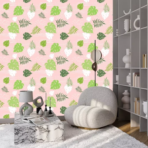 Behang Subtiele plantenbladeren