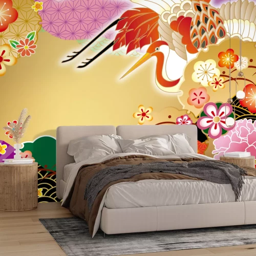 Fotobehang Oosters motief met een kraanvogel