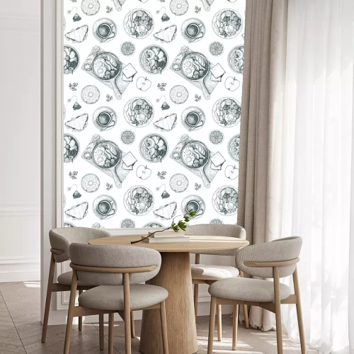 Behang Gravures bij het ontbijt