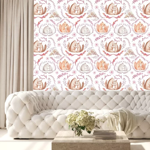 Behang Eekhoorns vossen muizen en uilen