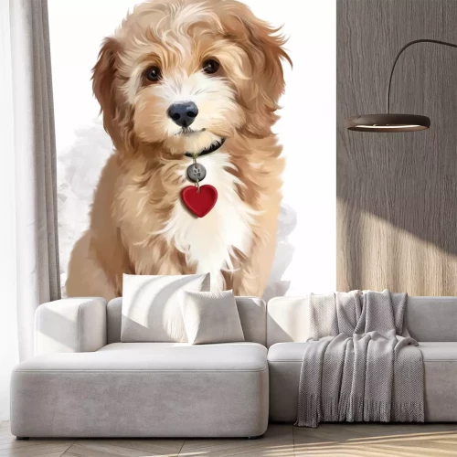 Sticker Hond met een halsband met een hart