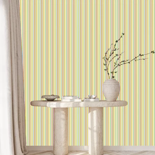 Behang Dicht op elkaar geplaatste strepen op een gekleurd motief