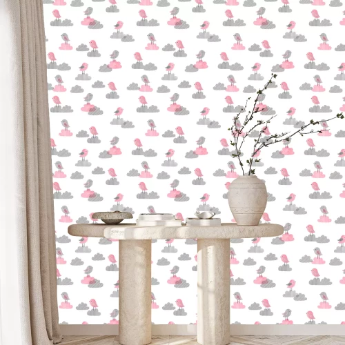 Behang Vogeltjes op de wolken