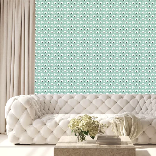 Behang Patroon met katoenen bloemen