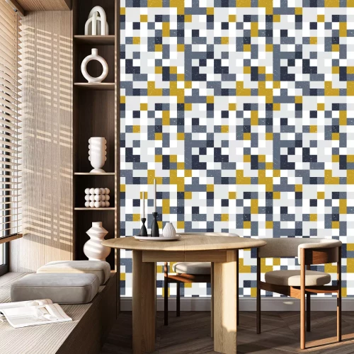 Behang Verschillende gekleurde vintage vierkanten