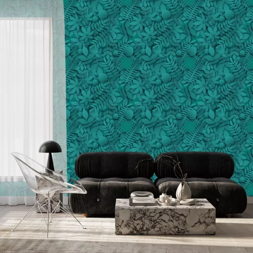 Behang Tropische jungle trendy naadloze patroon met exotische palmbladeren, blad takken. Seizoensaffiche in trendy stijl voor het snijden van papier.