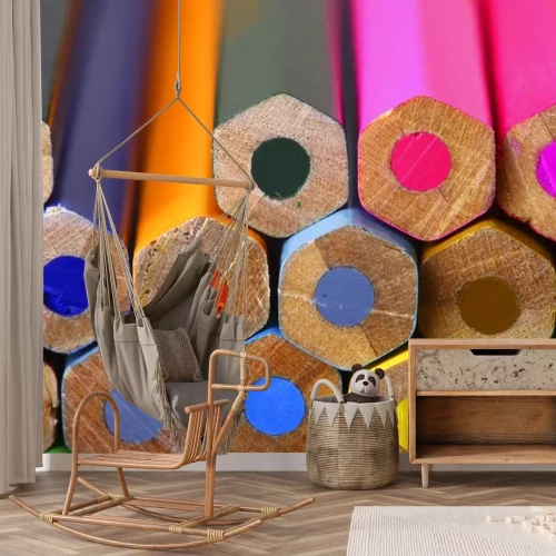 Sticker Close-up van de onderkant van kleurpotloden