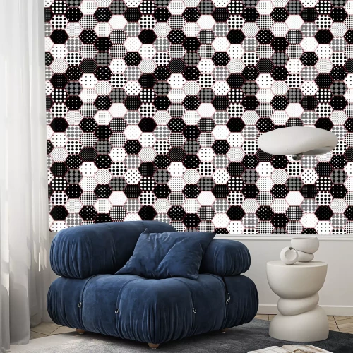 Behang Zeshoekig mozaïek van patronen