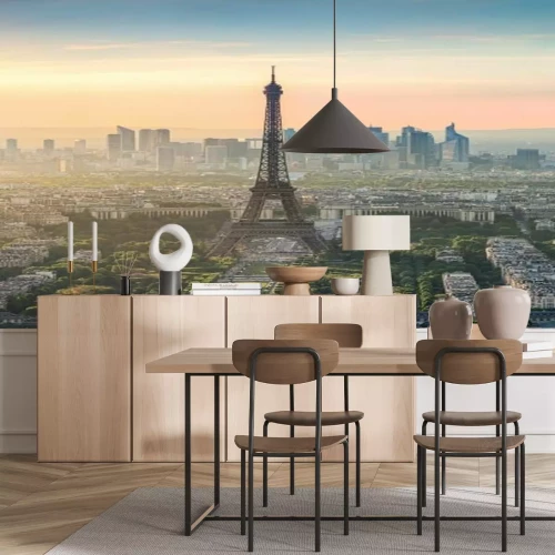 Fotobehang Panorama van Parijs bij zonsopgang