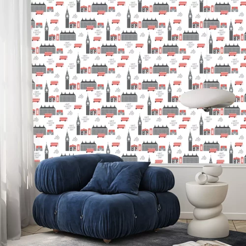 Behang Londen retro vector naadloze patroon