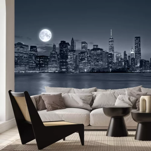 Fotobehang De maan boven New York