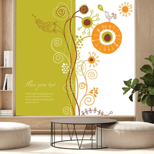 Sticker Bloemen voor kinderen op een gekleurde illustratie