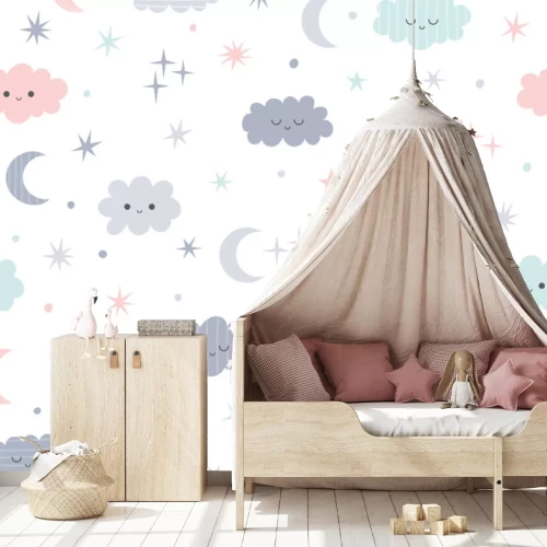 Sticker Patroon met wolken in de nachtelijke hemel