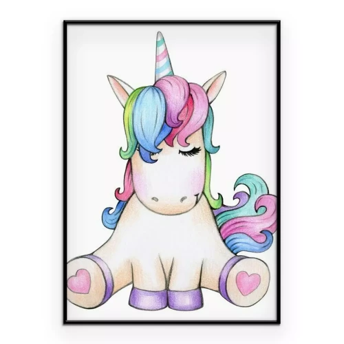 Poster Sprookjesachtige tekenfilm eenhoorn