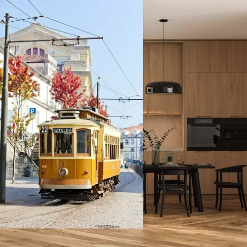 Fotobehang Tram, Porto, Portugal