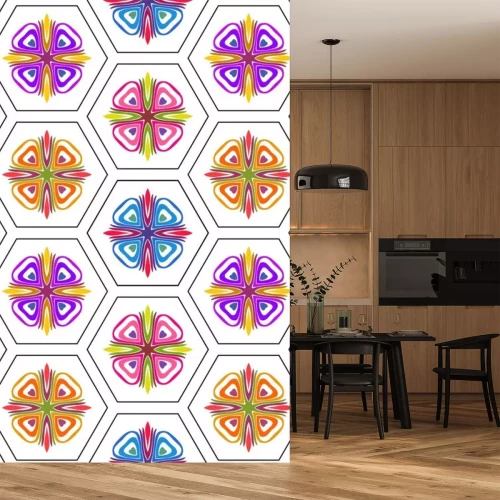 Sticker Modern mozaïek in regenboogkleuren