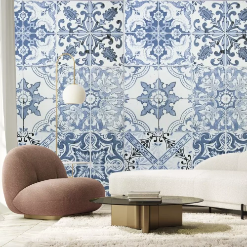 Fotobehang Turkse blauwe keramische tegels