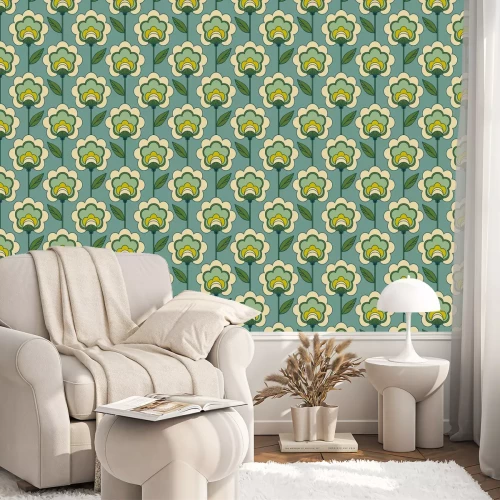 Behang Naadloos retro bloemenpatroon