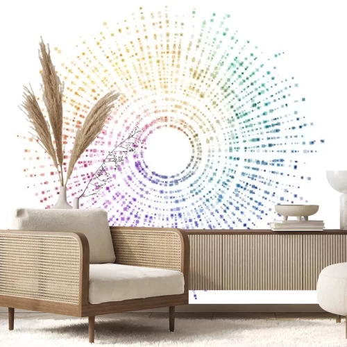 Sticker Regenboogcirkel van kleine punten