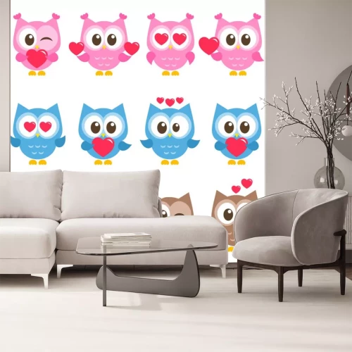 Sticker Uilen met hartjes