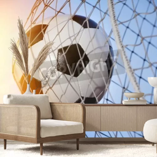 Fotobehang Doelbal in het net