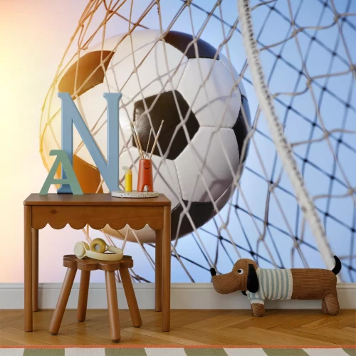 Fotobehang Doelbal in het net