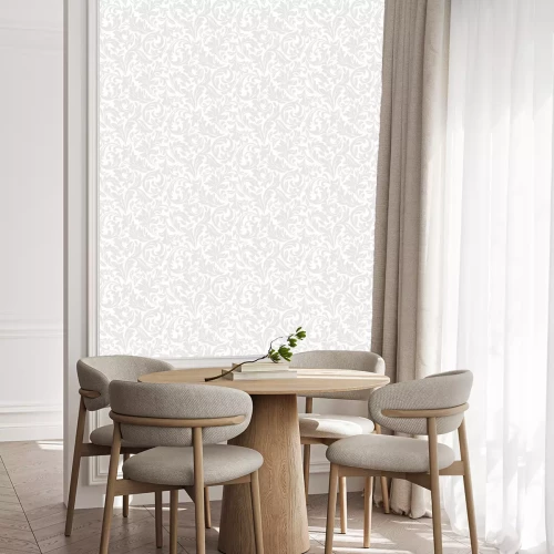 Behang Floral pattern. Wallpaper baroque, damask. Seamless vector background. White and grey ornament.