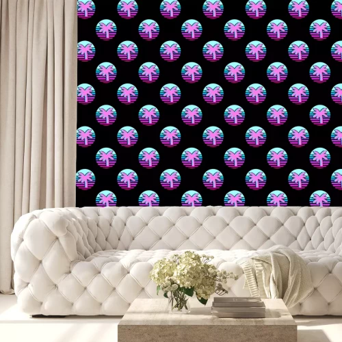 Behang Palmboom in Vaporwae-stijl