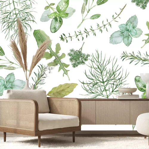 Fotobehang Aquarel planten uit het veld