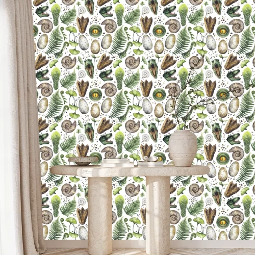 Behang Watercolor prehistoric collection