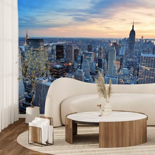 Fotobehang Panoramische zonsondergang in New York